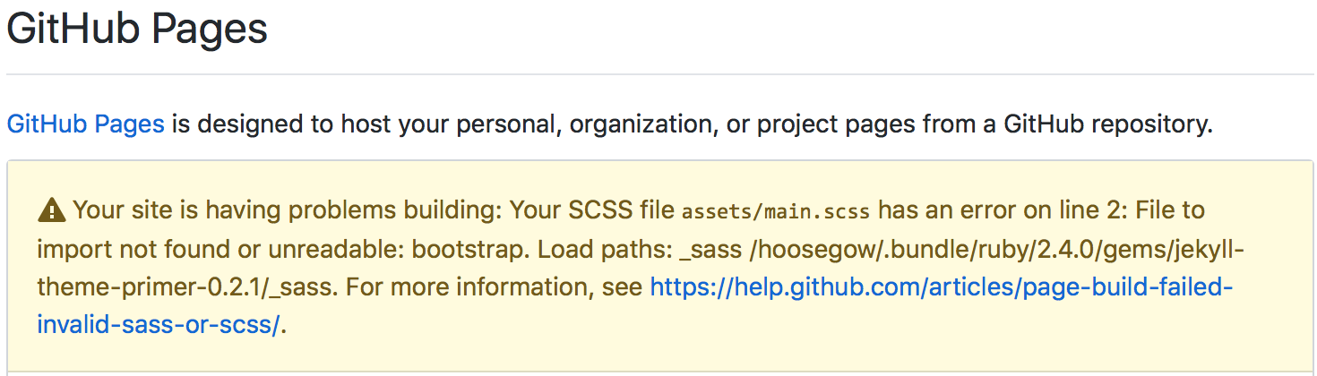 github page error