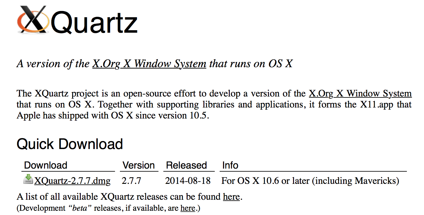 macOS X: Download Xquartz